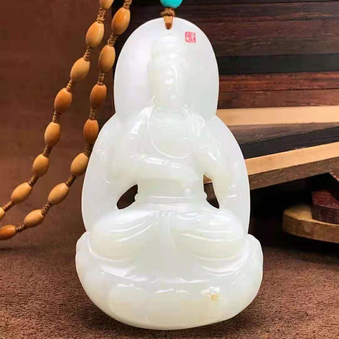 羊脂籽料圆雕大观音5400
